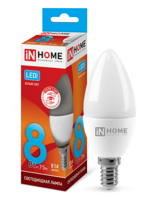 Лампа светодиодная LED-СВЕЧА-VC 8Вт 230В Е14 4000К 760Лм IN HOME